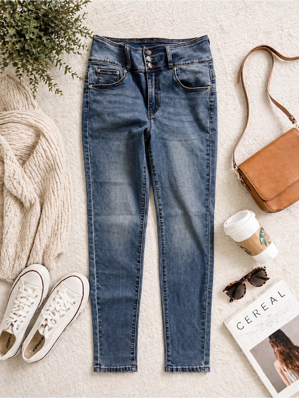 Monkey Ride Jeans High Rise Skinny Jeans 9/29 Medium Wash Button Fly Stretch